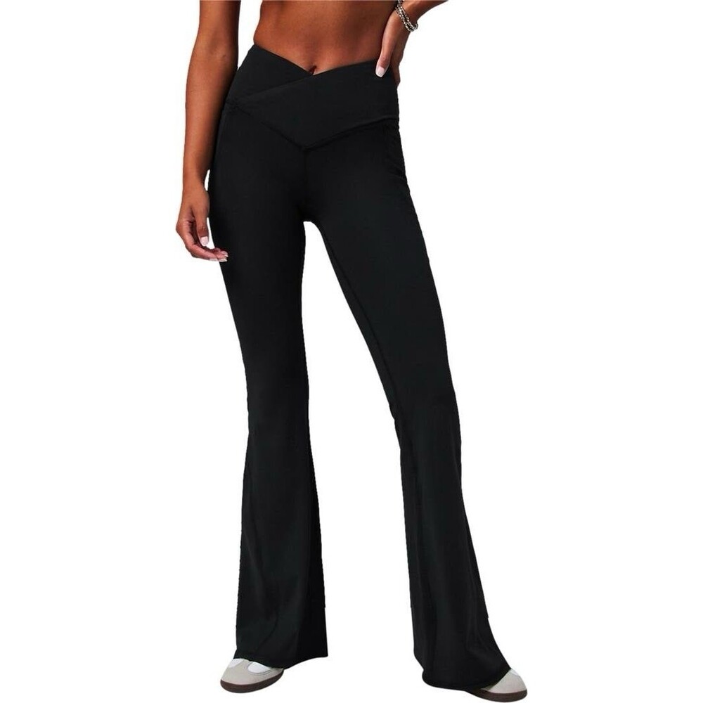 Fabletics Women's Oasis PureLuxe High-Waisted Crossover Flare Pant Black Size XS